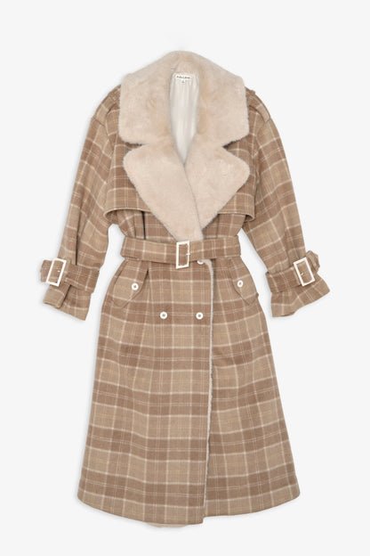 Poet Plaid Oversized Coat Tan - For Love & Lemons