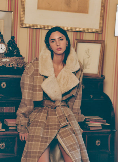 Poet Plaid Oversized Coat Tan - For Love & Lemons