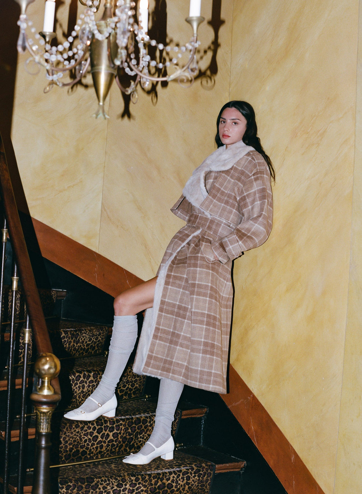 Poet Plaid Oversized Coat Tan - For Love & Lemons