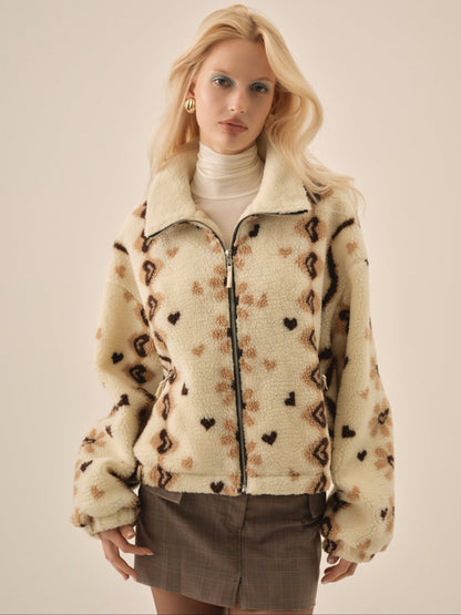 Betty Sherpa Zip Up Brown - For Love & Lemons