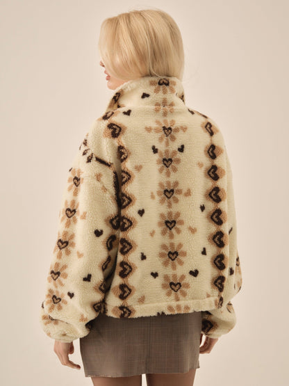 Betty Sherpa Zip Up Brown - For Love & Lemons
