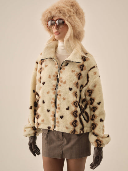 Betty Sherpa Zip Up Brown - For Love & Lemons