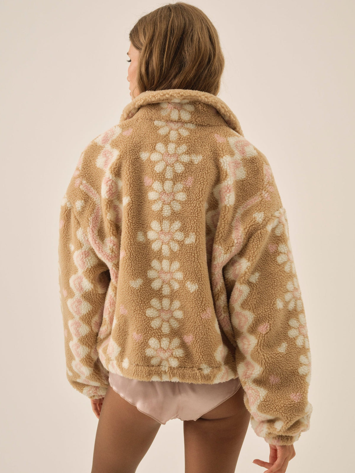 Betty Sherpa Zip Up Pink - For Love & Lemons