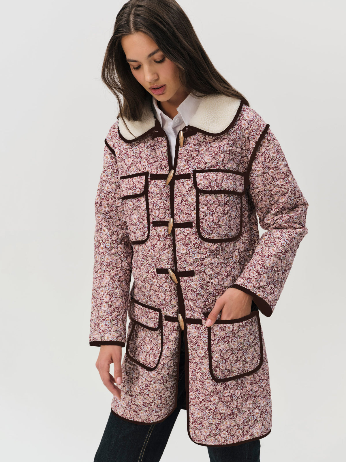 Marlene Floral Chore Coat Purple - For Love & Lemons