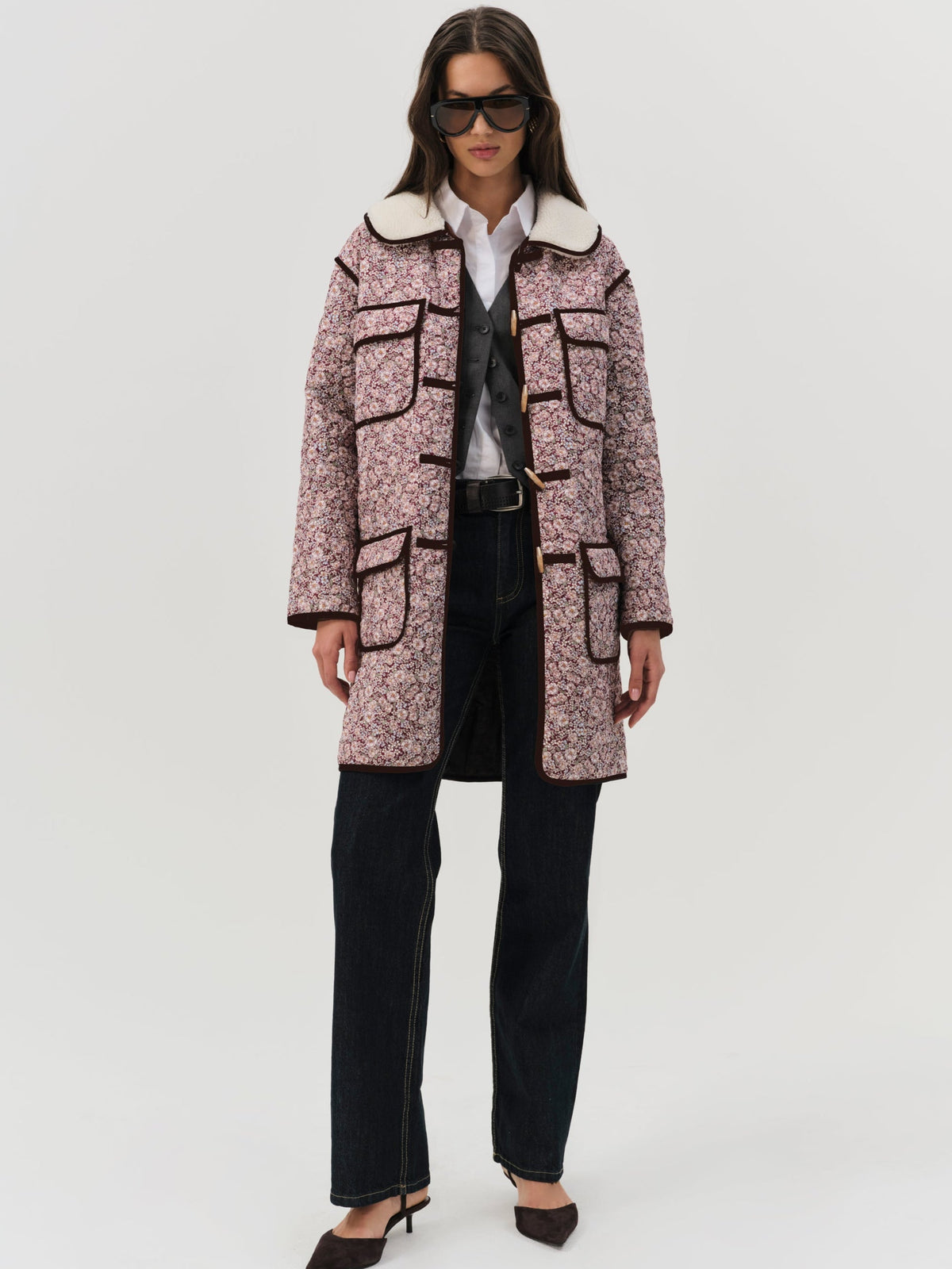 Marlene Floral Chore Coat Purple - For Love & Lemons