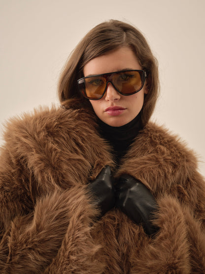 Warm Honey Faux Fur Jacket  Brown - For Love & Lemons