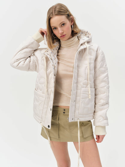 Isabel Quilted Puffer Jacket Cream - For Love & Lemons