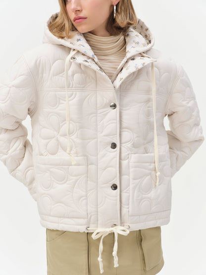 Isabel Quilted Puffer Jacket Cream - For Love & Lemons