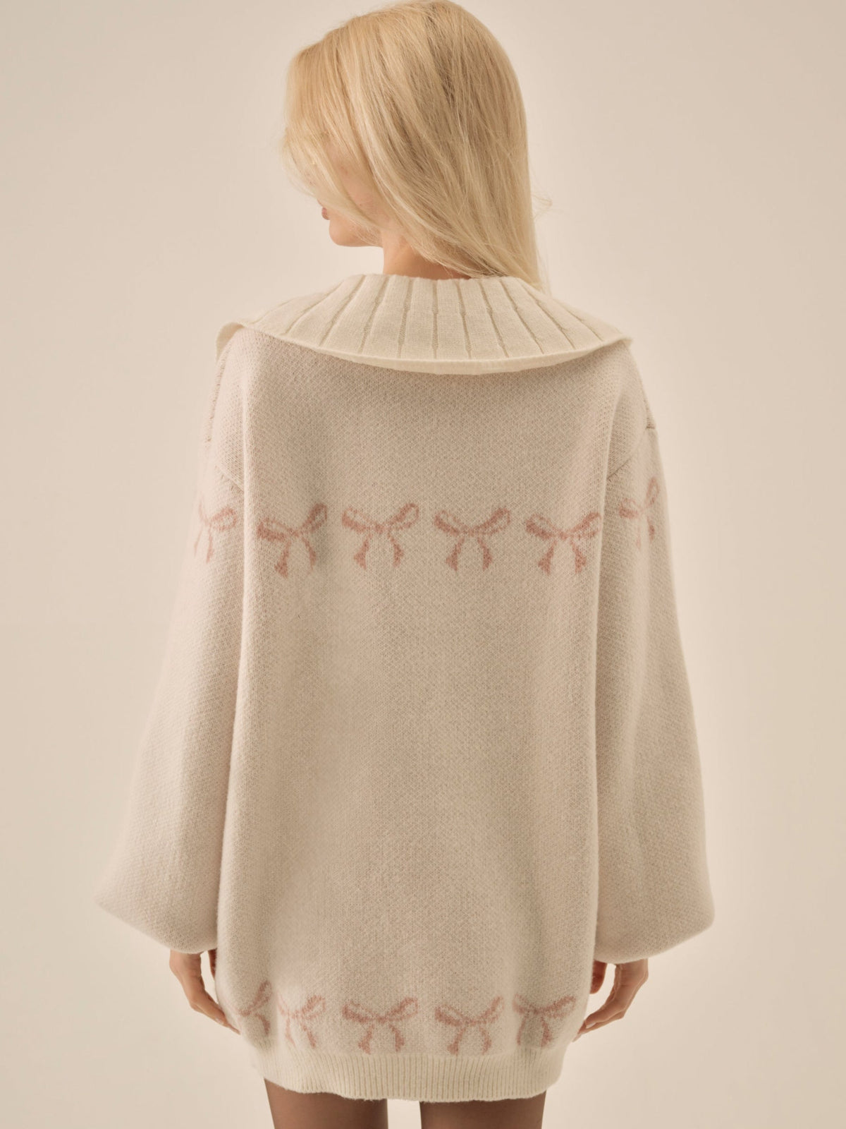 Bow Intarsia Knit Sweater White - For Love & Lemons