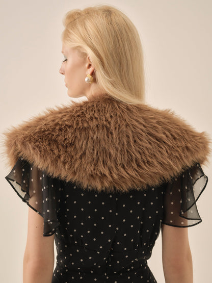 Warm Honey Faux Fur Stole  Brown - For Love & Lemons