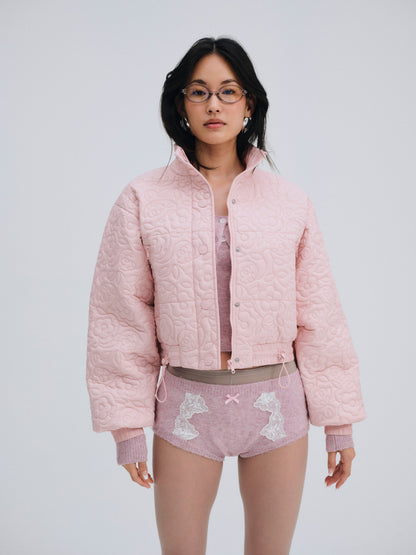 Rylee Cropped Puffer Coat Pink - For Love & Lemons