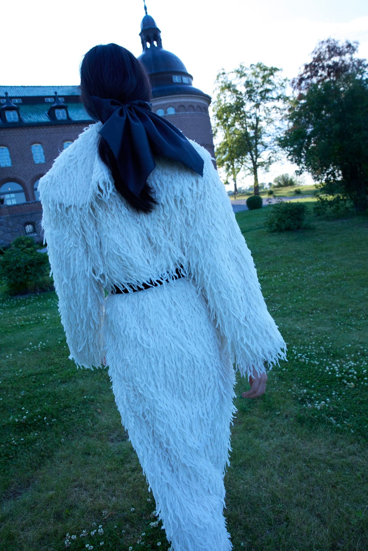 Ruffle Faux Feather Coat Cream - For Love & Lemons