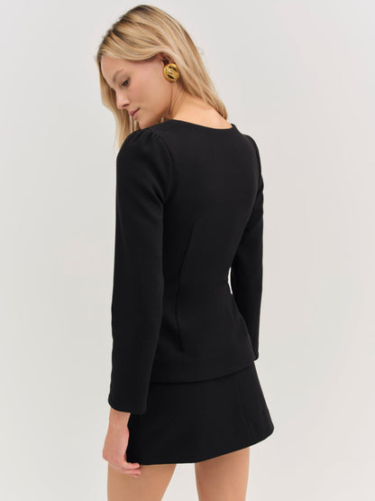 Josie Scoop Neck Blazer Black - For Love & Lemons