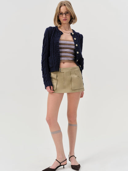 Emily Cable Knit Cardigan Navy - For Love & Lemons