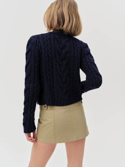 Emily Cable Knit Cardigan Navy - For Love & Lemons