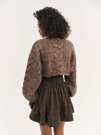 Nathalie Knit Cropped Cardigan Brown - For Love & Lemons