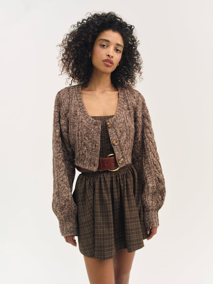 Nathalie Knit Cropped Cardigan Brown - For Love & Lemons