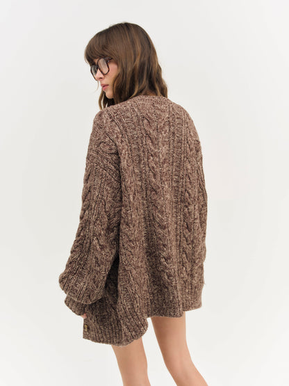 Nathalie Knit Oversized Cardigan Brown - For Love & Lemons