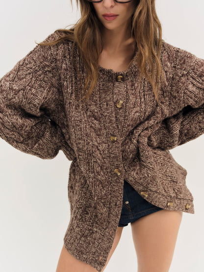 Nathalie Knit Oversized Cardigan Brown - For Love & Lemons