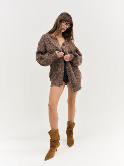 Nathalie Knit Oversized Cardigan Brown - For Love & Lemons