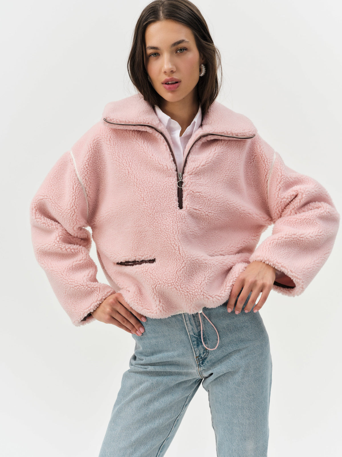 Melody Pullover Sherpa Jacket Pink - For Love & Lemons