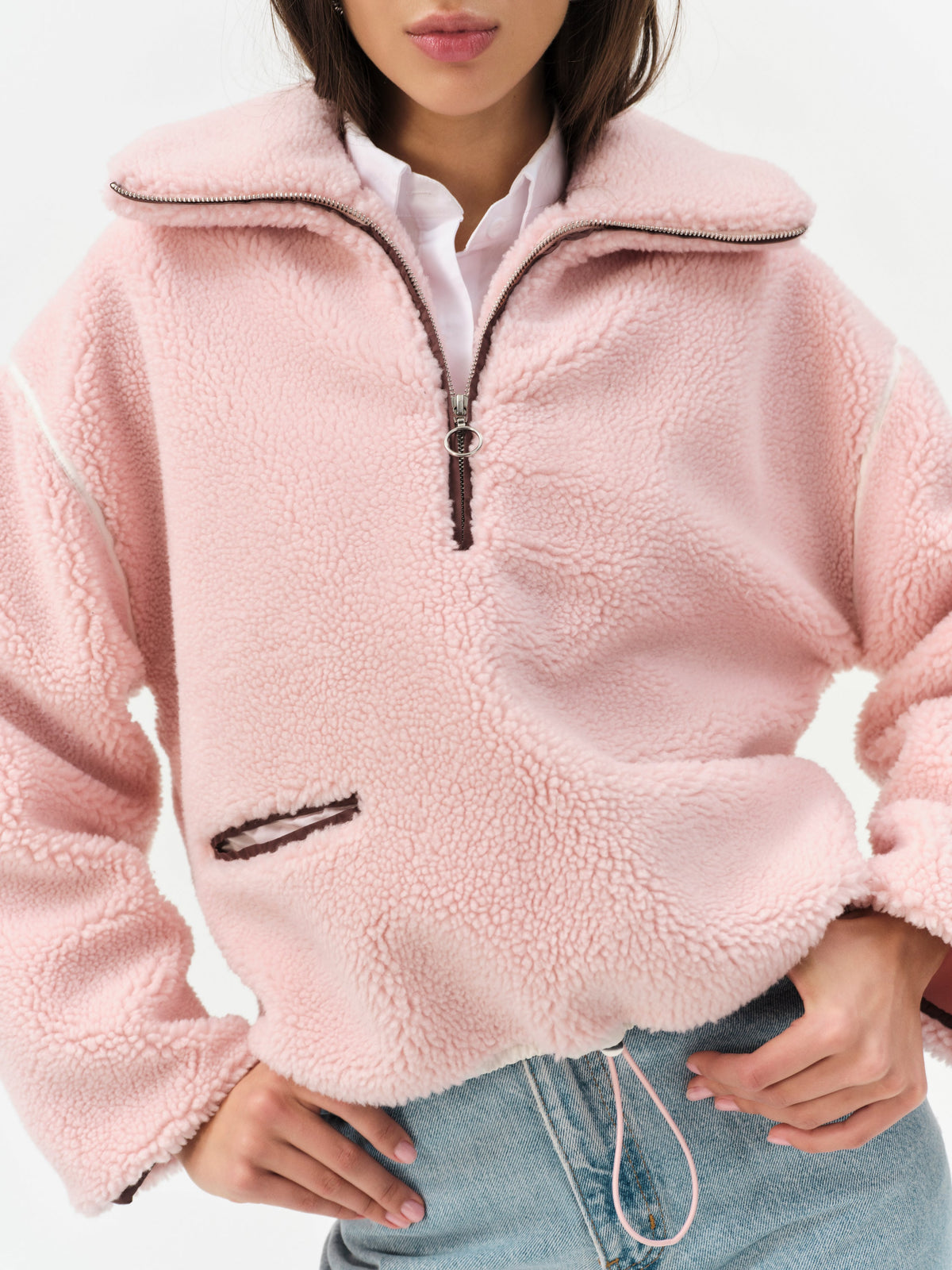 Melody Pullover Sherpa Jacket Pink - For Love & Lemons