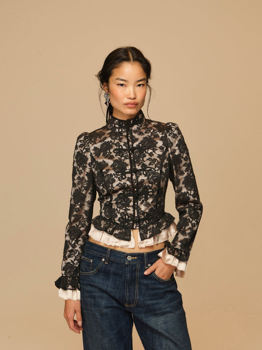 Victorian Lace Military Jacket Black - For Love & Lemons