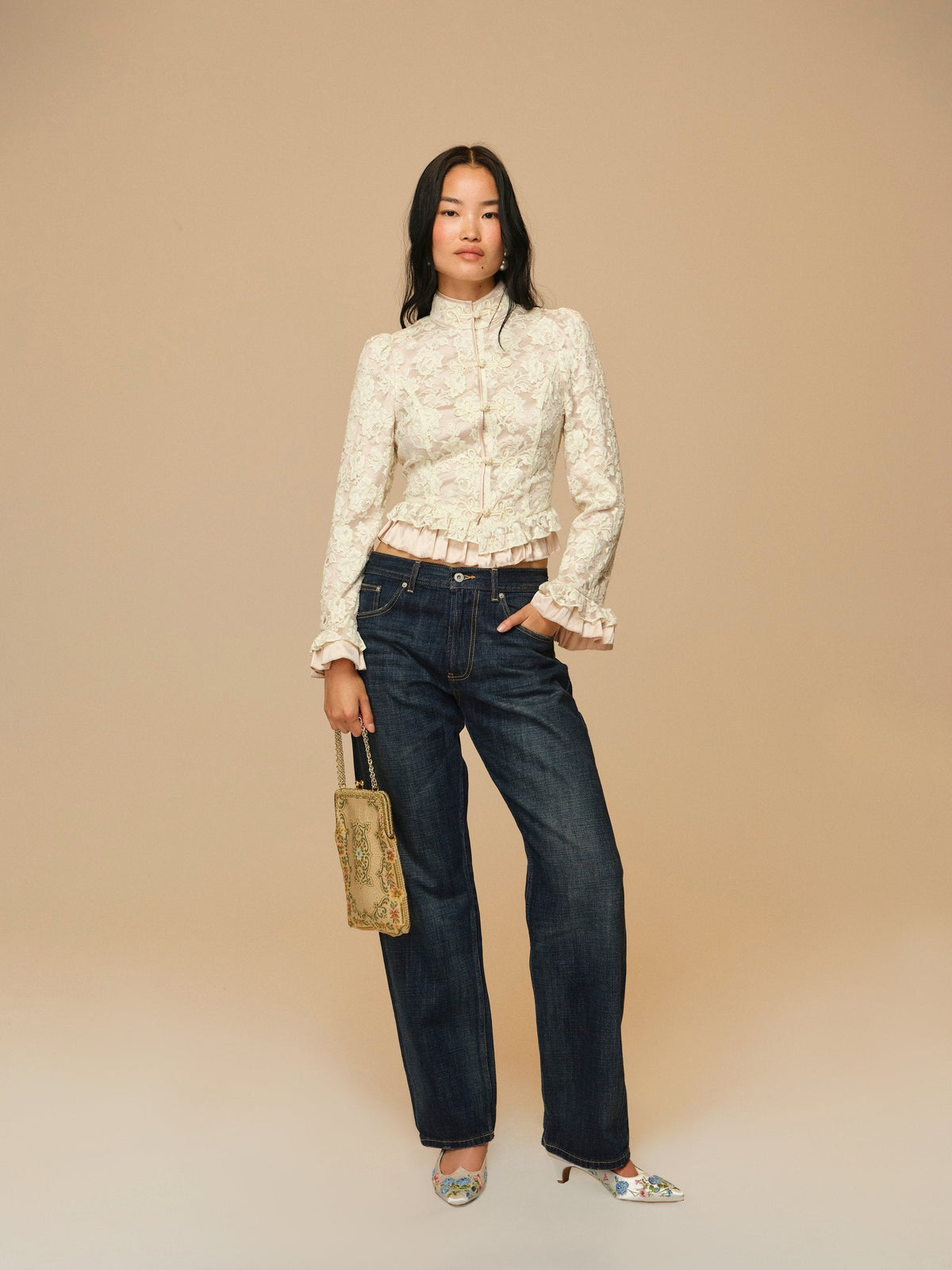 Victorian Lace Military Jacket Cream - For Love & Lemons