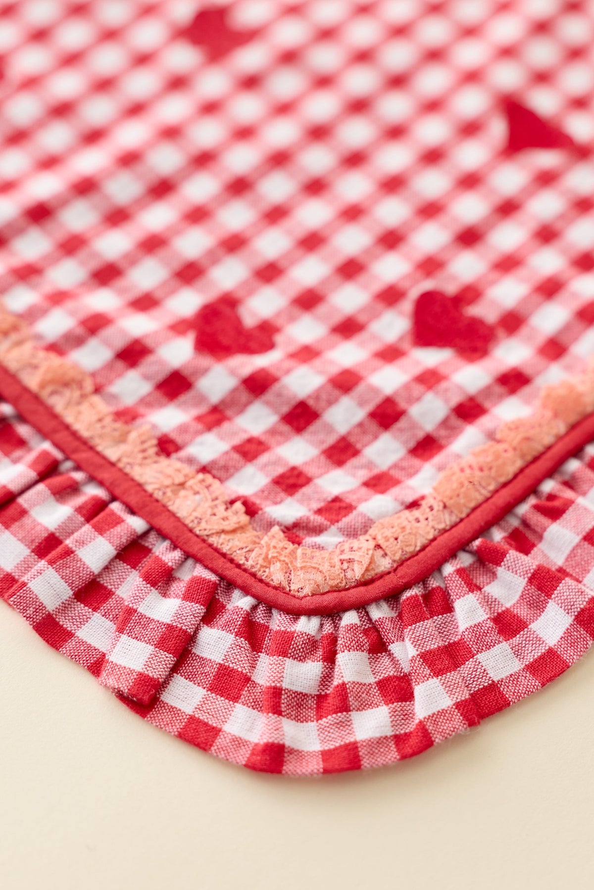 Gingham Ruffled Placemat Set Red - For Love & Lemons