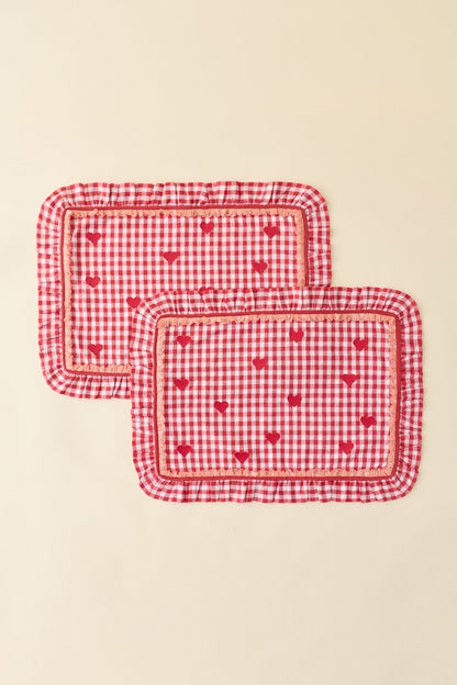 Gingham Ruffled Placemat Set Red - For Love & Lemons