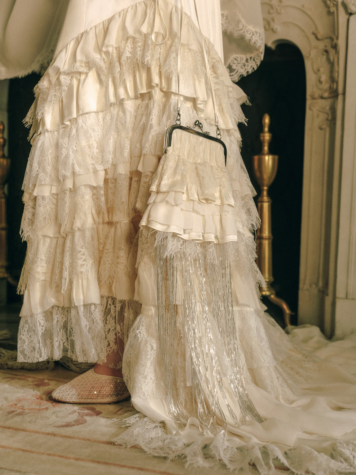 Vienna Ruffled Bag Cream - For Love & Lemons