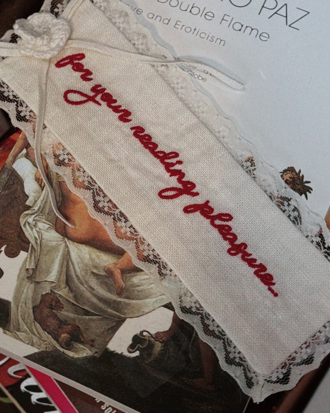 Library to Lingerie Bag and Bookmark White - For Love & Lemons
