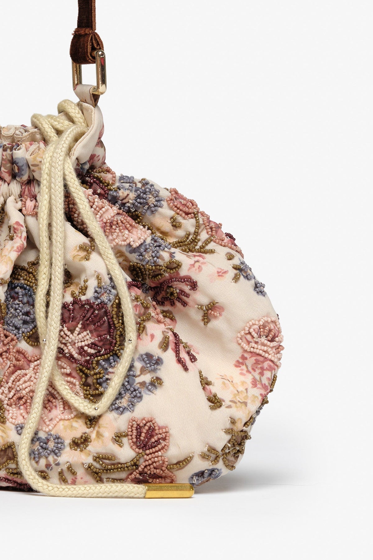 Betsy Floral Beaded Bag Cream Brown - For Love & Lemons