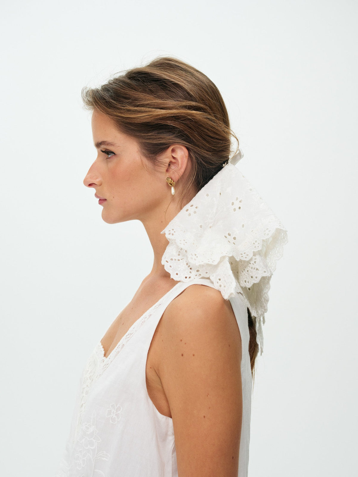 Fallen Floral Eyelet Hair Clip White - For Love & Lemons