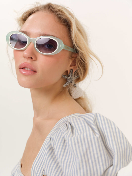 Sabrina Oval Sunglasses Green - For Love & Lemons