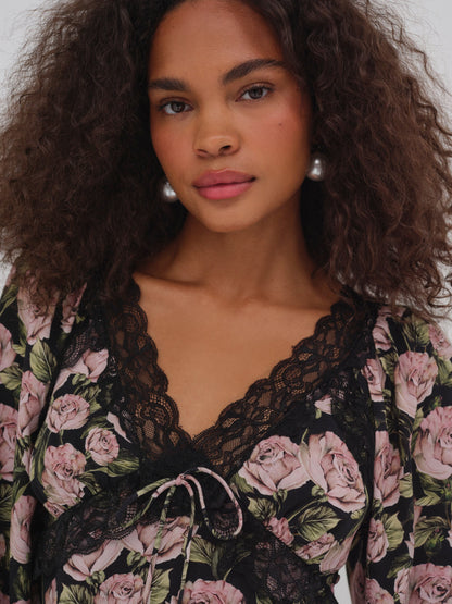 Clarisse Blouse Black - For Love & Lemons