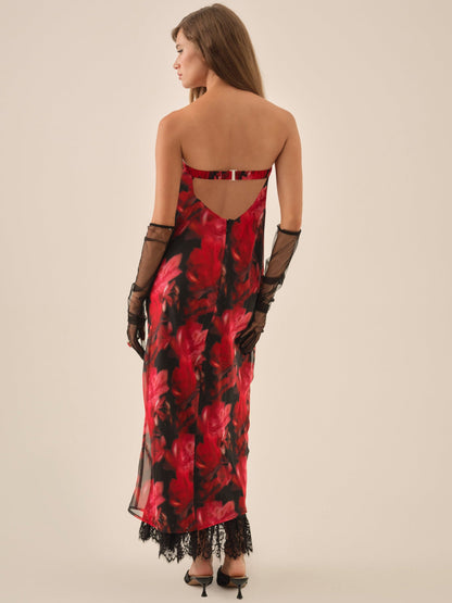 Dark Romance Maxi Dress Red - For Love & Lemons