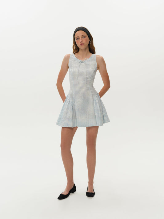 Scotch Bonnet Gingham Mini Dress Blue - For Love & Lemons
