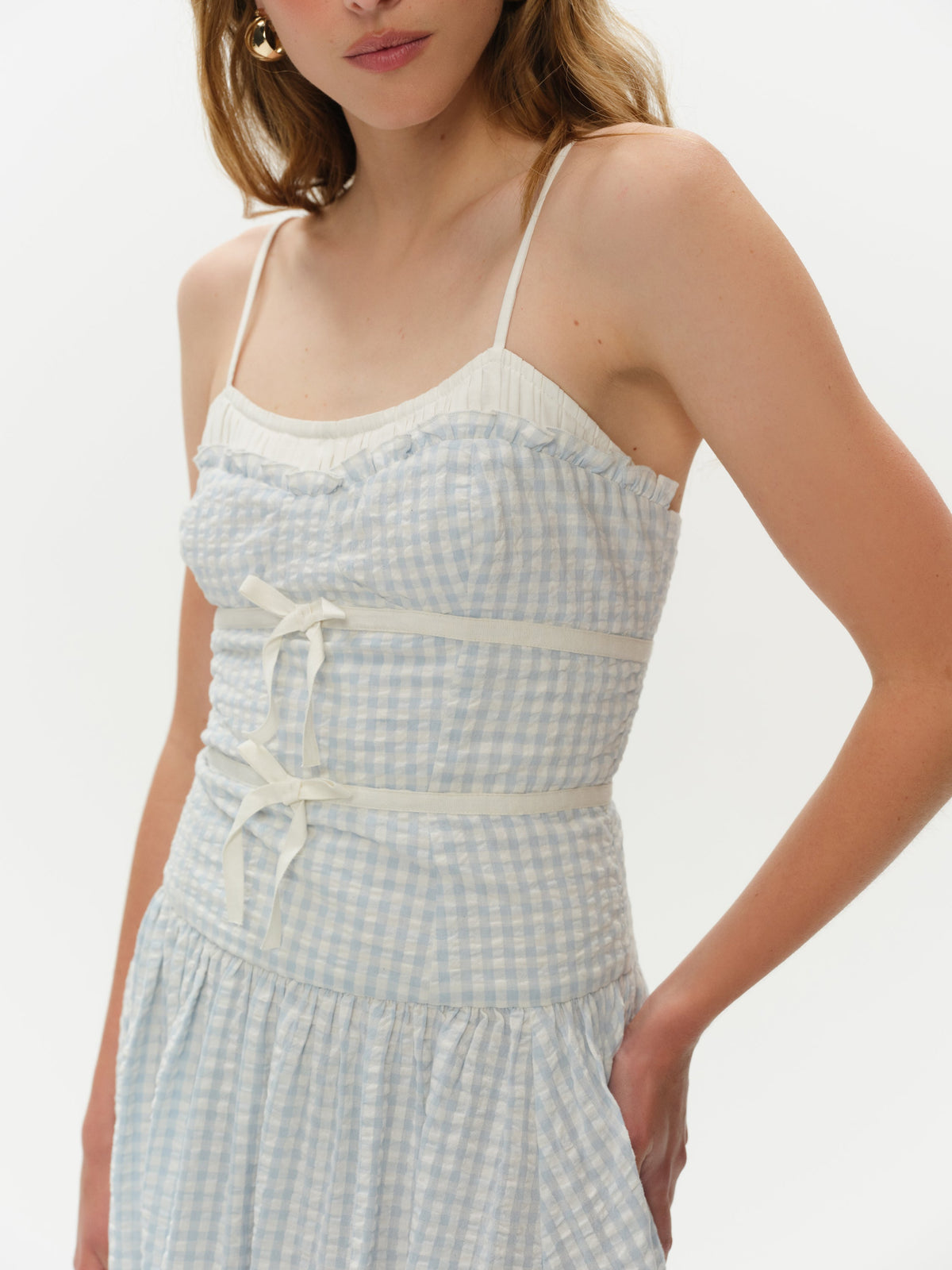 Georgia Gingham Midi Dress Blue - For Love & Lemons