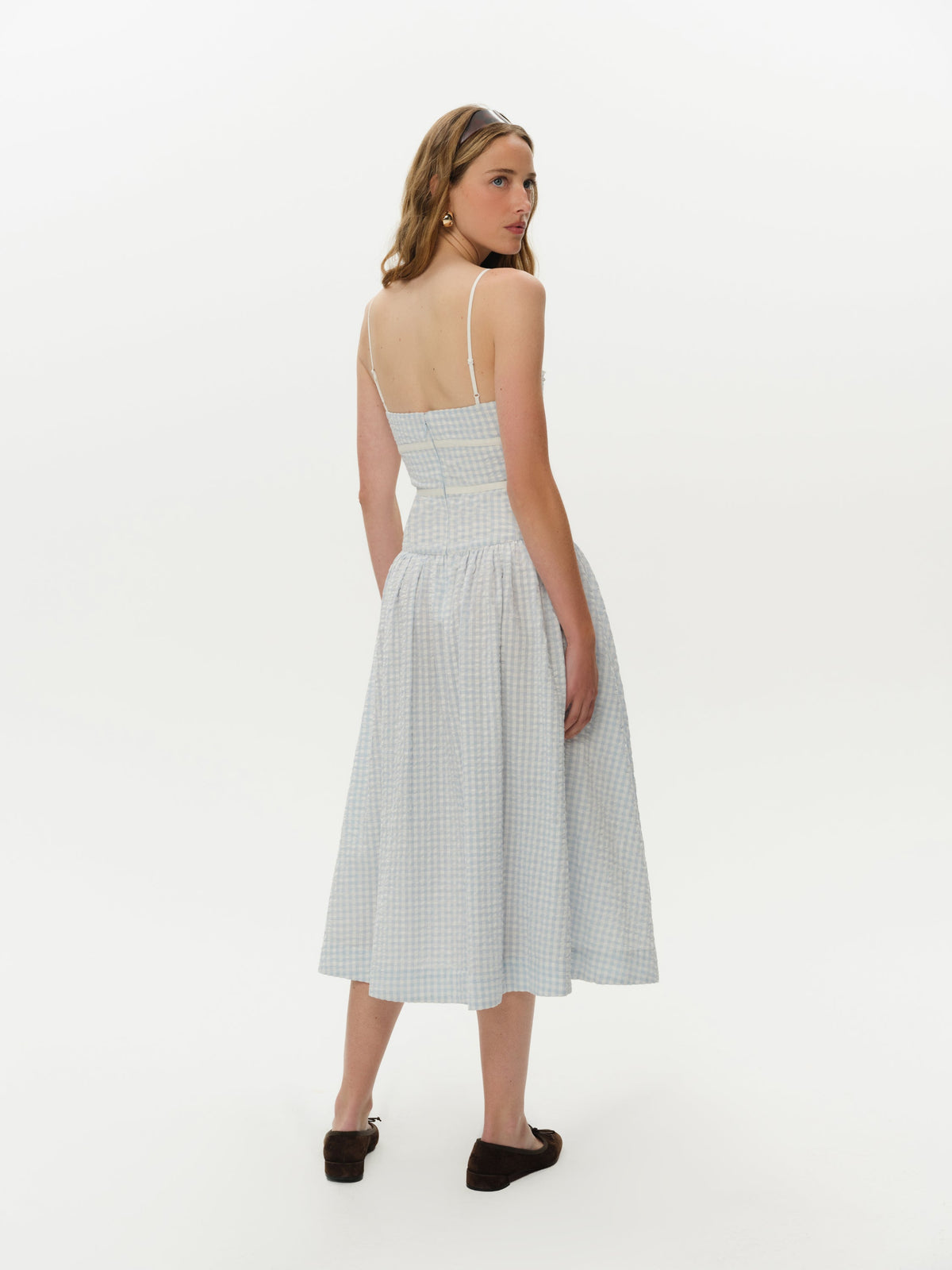 Georgia Gingham Midi Dress Blue - For Love & Lemons