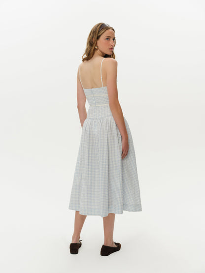 Georgia Gingham Midi Dress Blue - For Love & Lemons