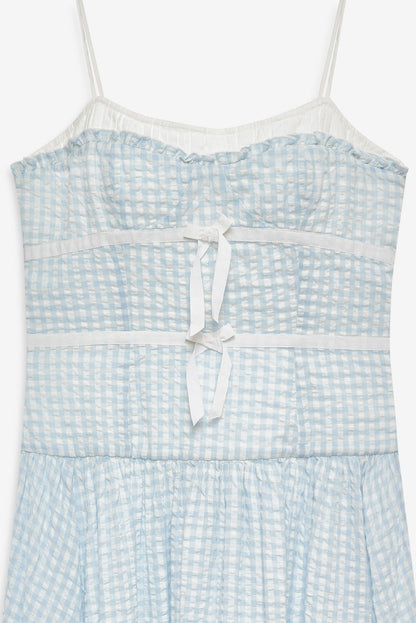 Georgia Gingham Midi Dress Blue - For Love & Lemons
