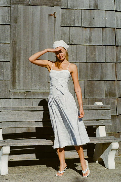 Georgia Gingham Midi Dress Blue - For Love & Lemons