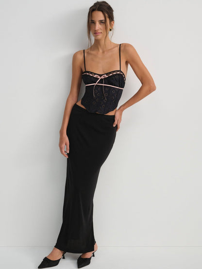 Elena Eyelet Bustier Black - For Love & Lemons