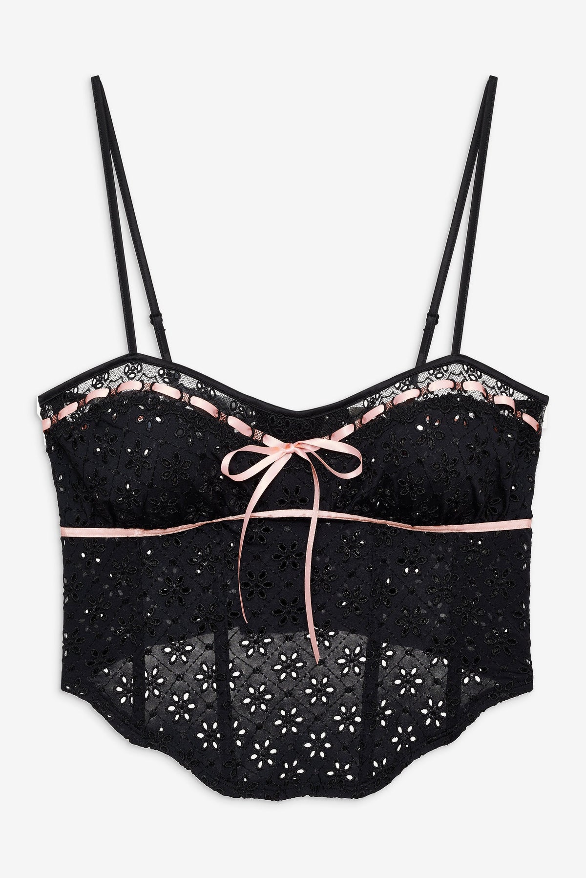 Elena Eyelet Bustier Black - For Love & Lemons