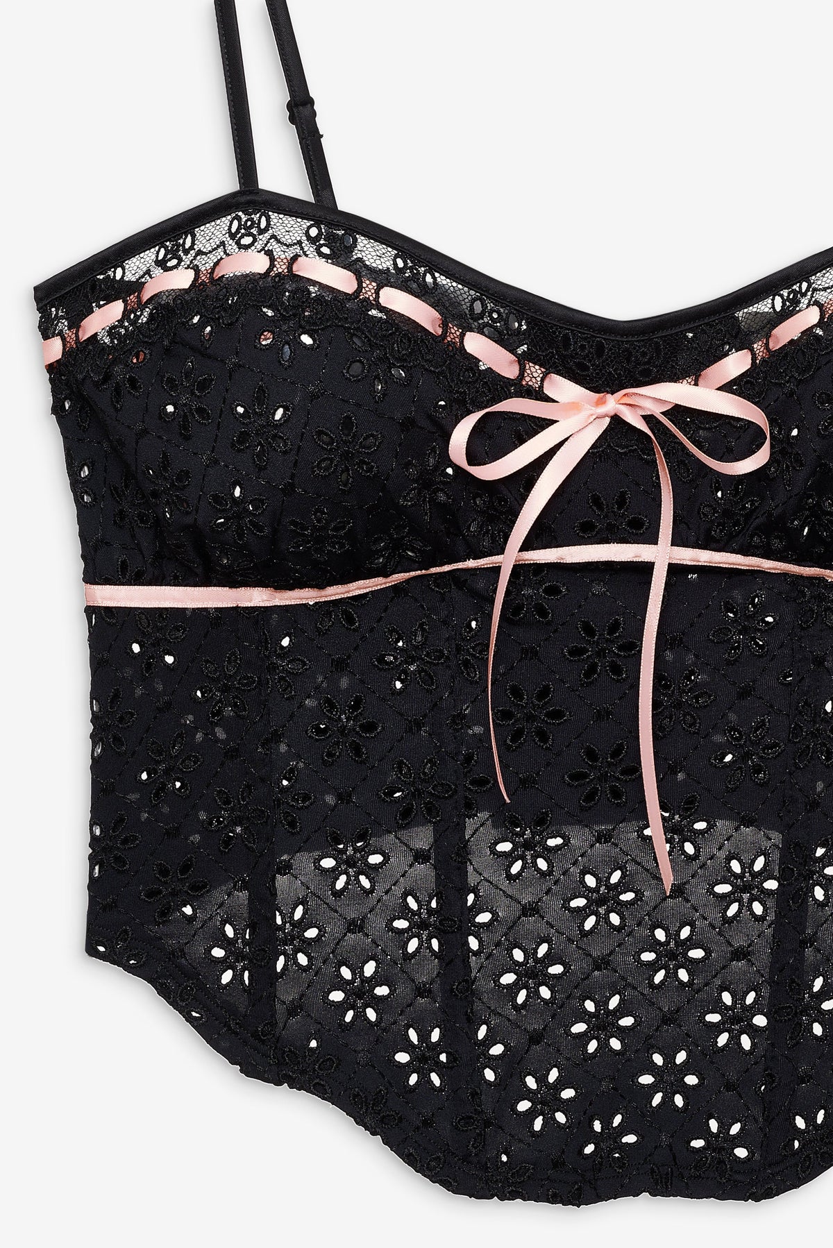 Elena Eyelet Bustier Black - For Love & Lemons