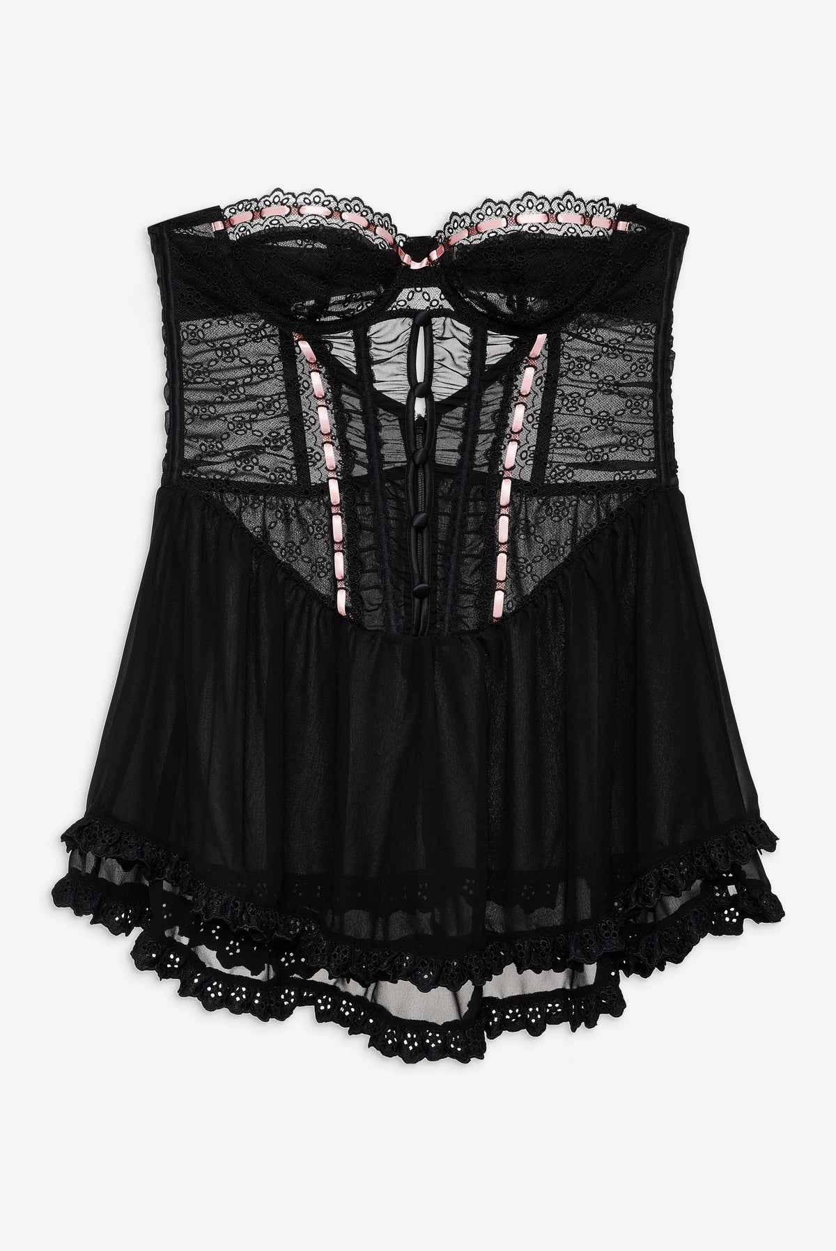 Elena Eyelet Slip Dress Black - For Love & Lemons