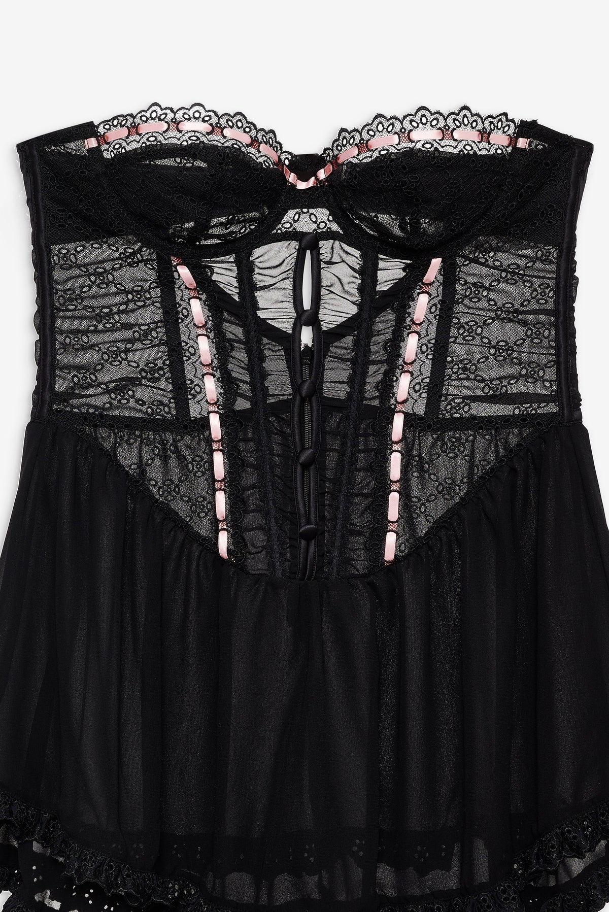 Elena Eyelet Slip Dress Black - For Love & Lemons