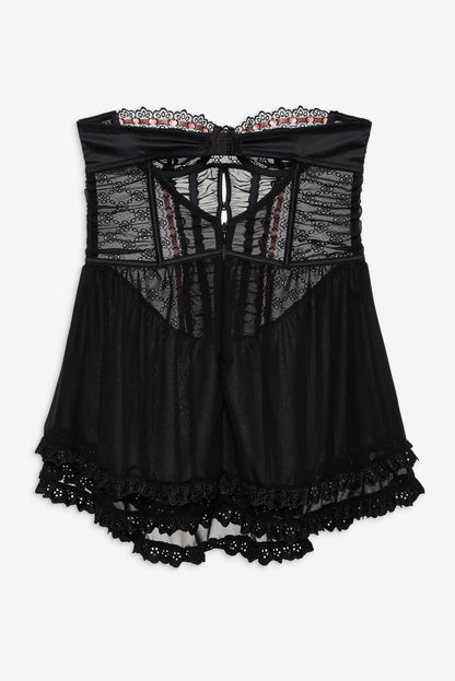 Elena Eyelet Slip Dress Black - For Love & Lemons