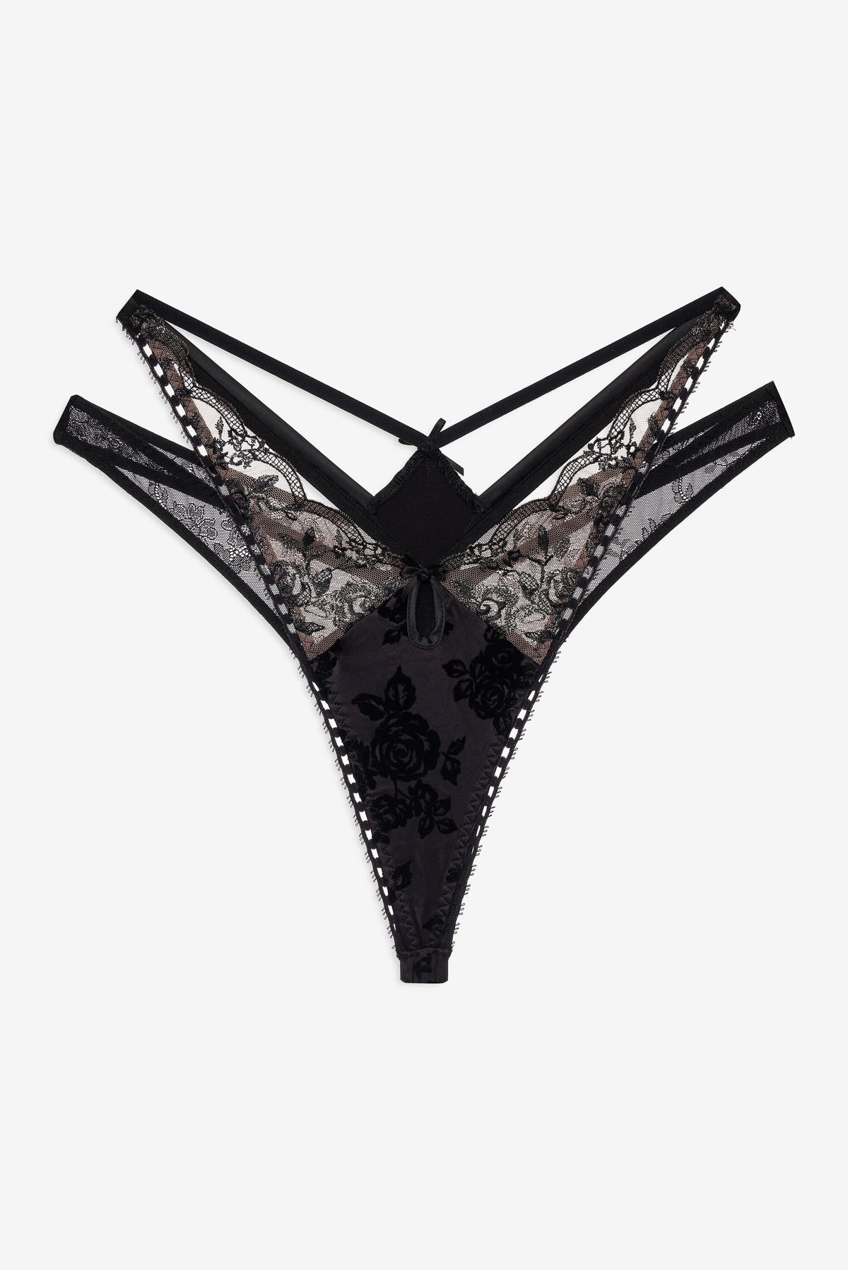 Sonia Double Layer Thong Panty Black - For Love & Lemons